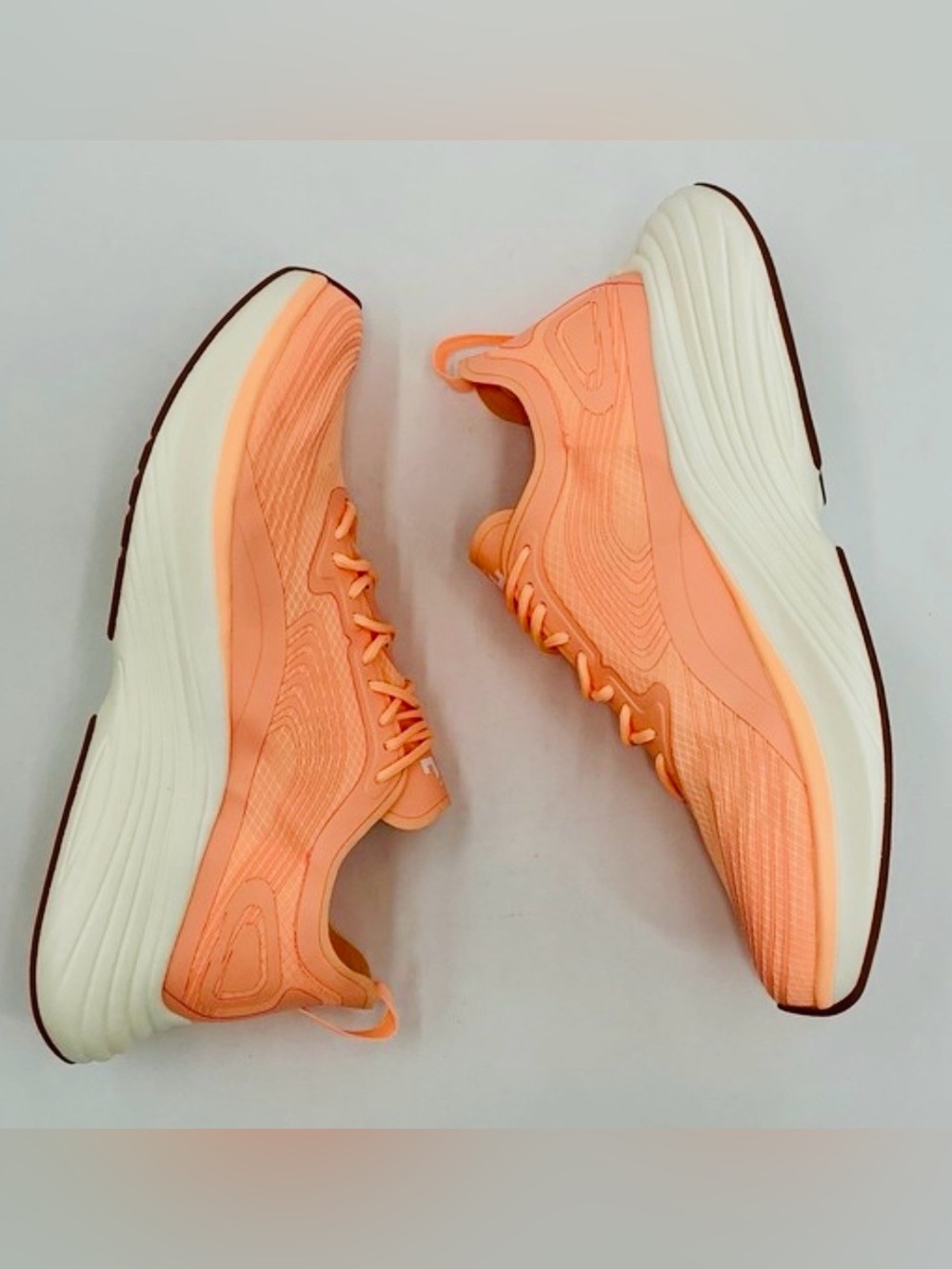 $350 APL Men's STREAMLINE NEON PEACH/ White/Gum Cushion Performance Sneakers